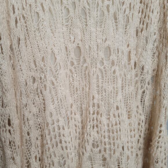 Free People crochet tank top women's size S beige embellished boho Maya festival - Picture 6 of 11